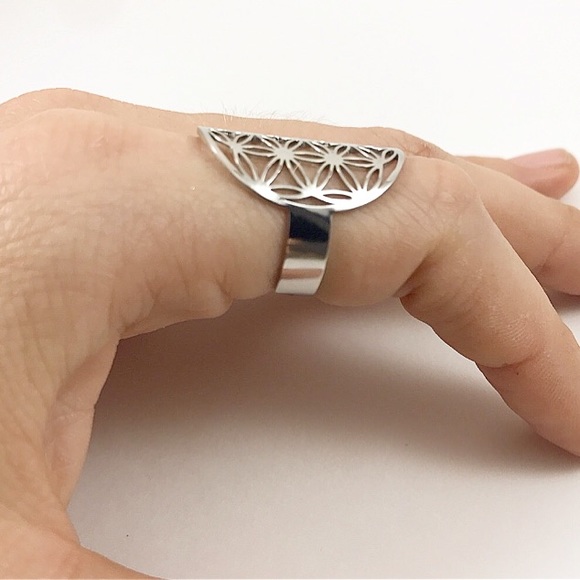 Sacred Geometry Stainless Steel Ring of Life - Picture 6 of 7